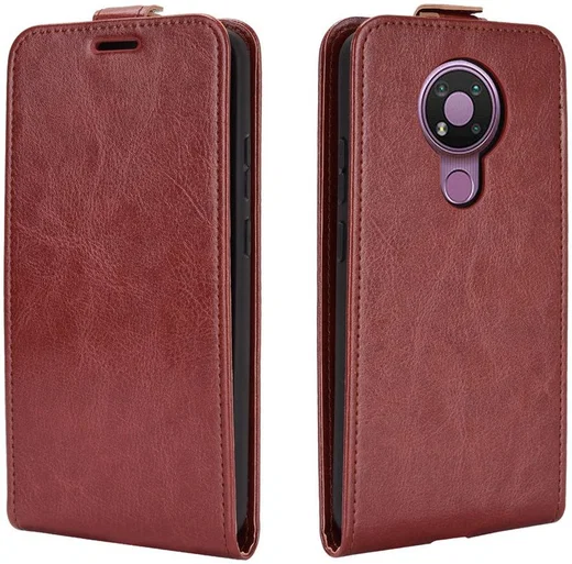 Nokia 3.4 Hoesje Verticale Flip Case Bruin afbeelding 3
