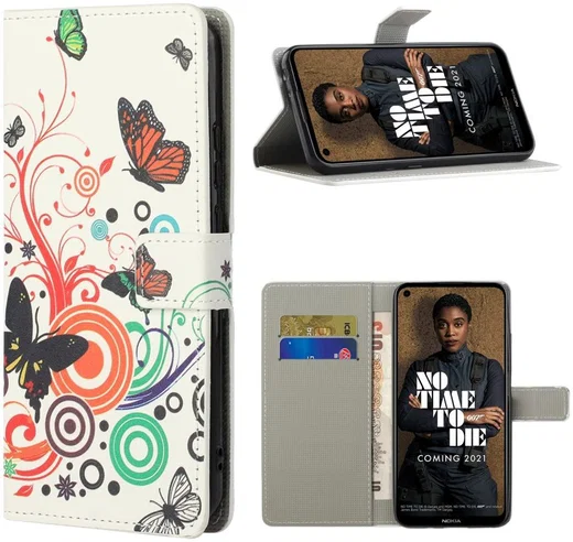Nokia 3.4 Hoesje Portemonnee Book Case met Vlinder Print afbeelding 3