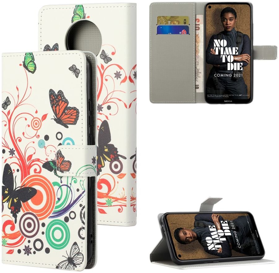 Nokia 3.4 Hoesje Portemonnee Book Case met Vlinder Print afbeelding 6