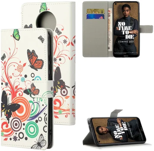 Nokia 3.4 Hoesje Portemonnee Book Case met Vlinder Print afbeelding 6
