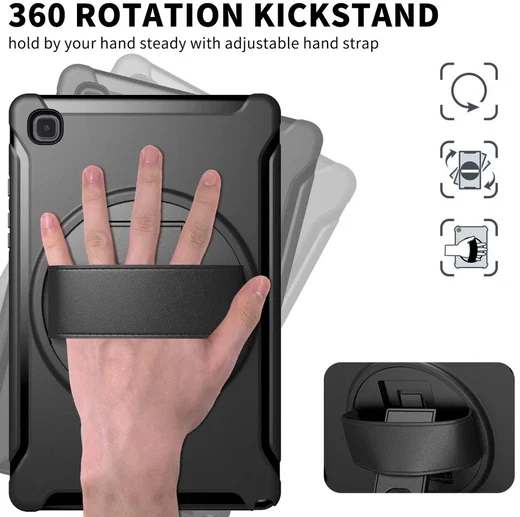 Samsung Galaxy Tab A7 (2020 / 2022) Hoes 360 Graden Kickstand Zwart afbeelding 6