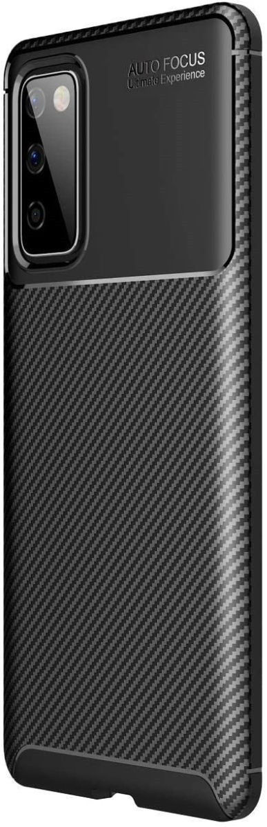 Samsung Galaxy A02s Hoesje Siliconen Carbon TPU Back Cover Zwart afbeelding 1