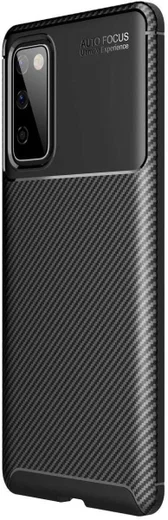Samsung Galaxy A02s Hoesje Siliconen Carbon TPU Back Cover Zwart afbeelding 1