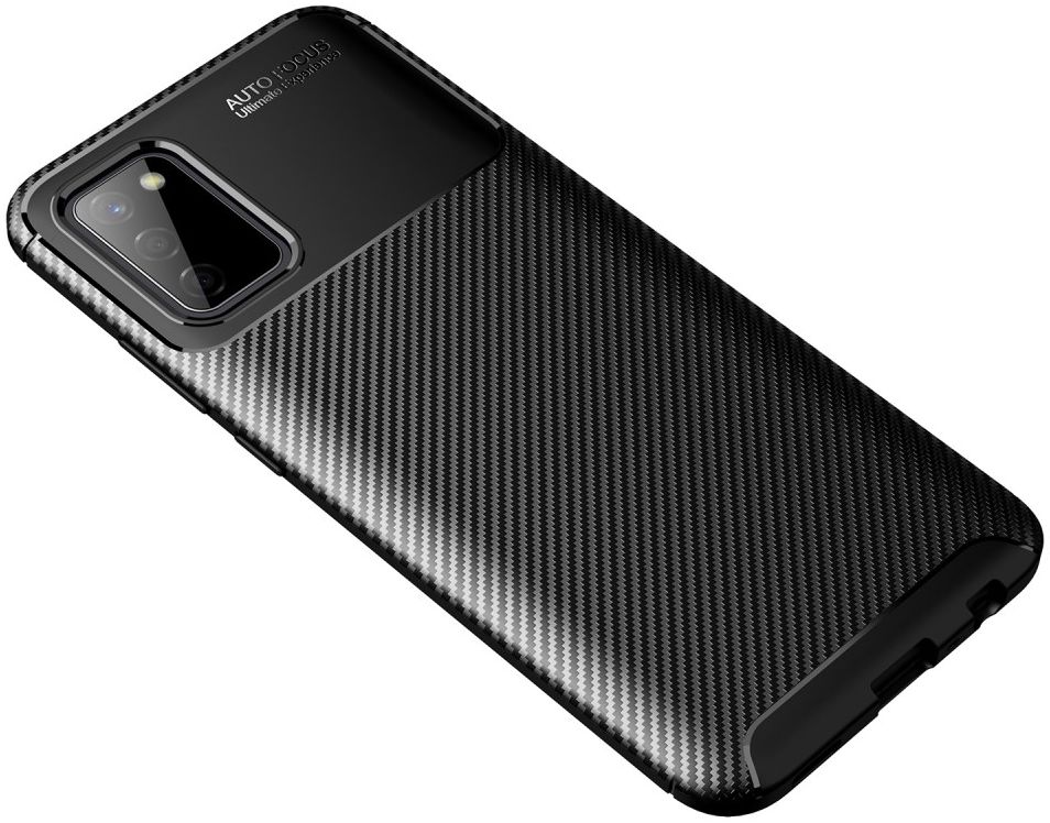 Samsung Galaxy A02s Hoesje Siliconen Carbon TPU Back Cover Zwart afbeelding 6