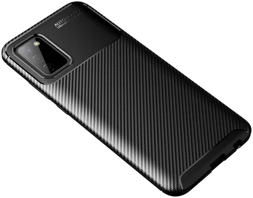 Samsung Galaxy A02s Hoesje Siliconen Carbon TPU Back Cover Zwart afbeelding 6