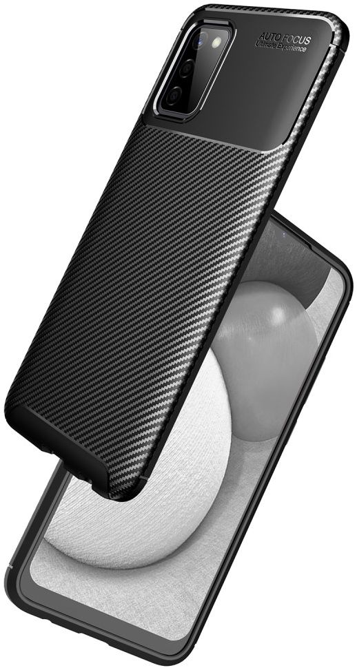 Samsung Galaxy A02s Hoesje Siliconen Carbon TPU Back Cover Zwart afbeelding 13
