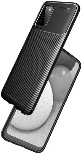 Samsung Galaxy A02s Hoesje Siliconen Carbon TPU Back Cover Zwart afbeelding 13
