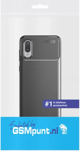 Samsung Galaxy A02s Hoesje Siliconen Carbon TPU Back Cover Zwart afbeelding 4
