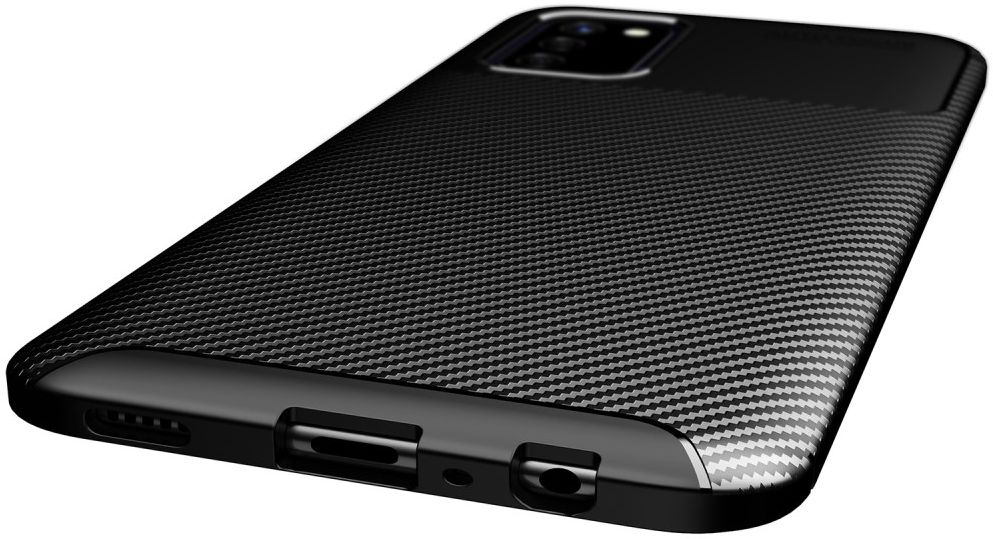 Samsung Galaxy A02s Hoesje Siliconen Carbon TPU Back Cover Zwart afbeelding 7