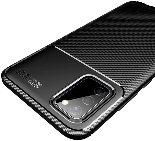 Samsung Galaxy A02s Hoesje Siliconen Carbon TPU Back Cover Zwart afbeelding 11