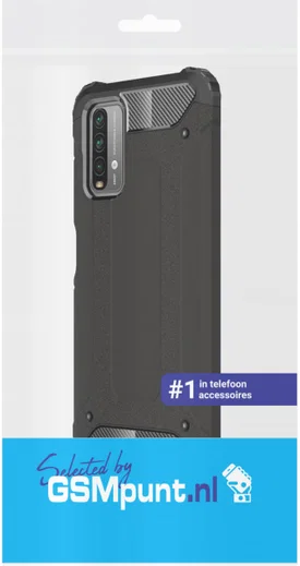 Xiaomi Poco M3/Redmi 9T Hoesje Shock Proof Hybride Back Cover Zwart afbeelding 2