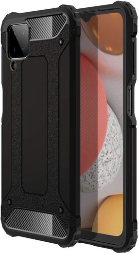 Samsung Galaxy A12 Hoesje Hybride Shock Proof Back Cover Zwart afbeelding 1