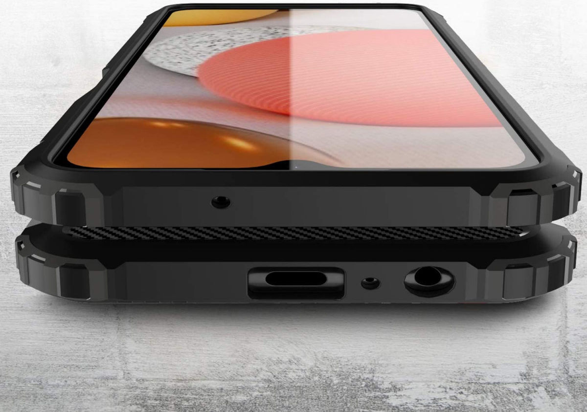 Samsung Galaxy A12 Hoesje Hybride Shock Proof Back Cover Zwart afbeelding 8