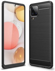 Samsung Galaxy A12 Hoesje Geborsteld TPU Flexibele Back Cover Zwart afbeelding