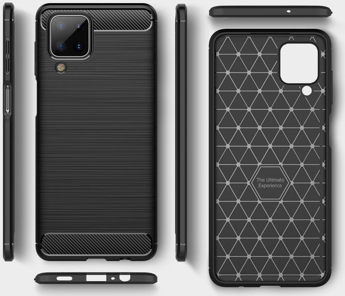 Samsung Galaxy A12 Hoesje Geborsteld TPU Flexibele Back Cover Zwart afbeelding 5