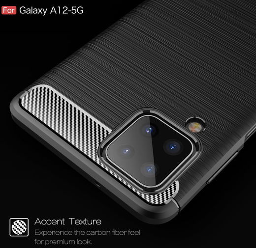 Samsung Galaxy A12 Hoesje Geborsteld TPU Flexibele Back Cover Zwart afbeelding 7