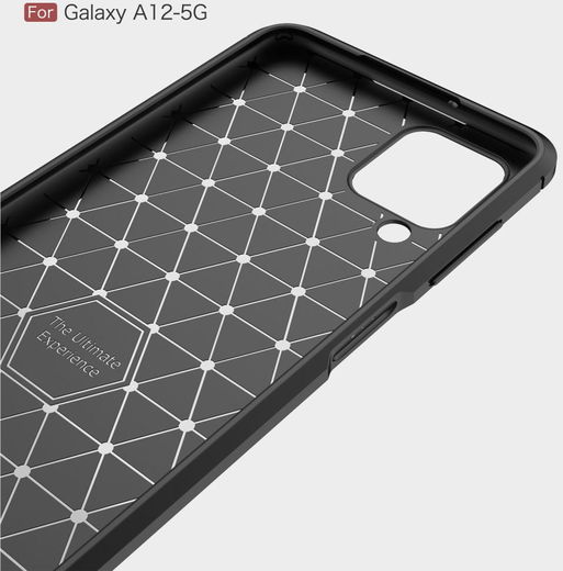 Samsung Galaxy A12 Hoesje Geborsteld TPU Flexibele Back Cover Zwart afbeelding 8