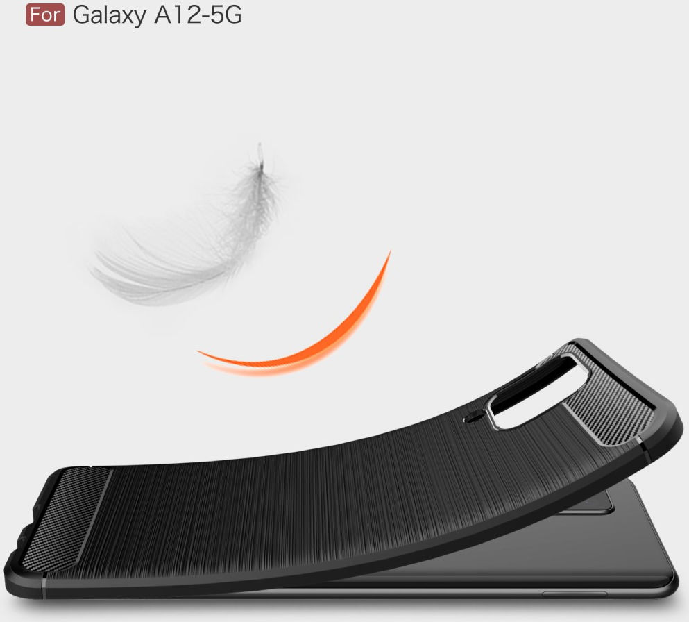 Samsung Galaxy A12 Hoesje Geborsteld TPU Flexibele Back Cover Zwart afbeelding 10