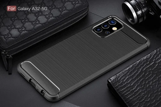 Samsung Galaxy A32 5G Hoesje Geborsteld TPU Flexibele Back Cover Zwart afbeelding 6