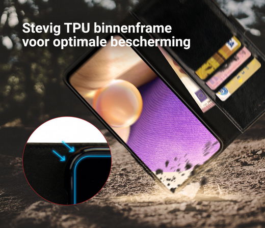 Rosso Element Samsung Galaxy A32 5G Hoesje Book Cover Zwart afbeelding 6