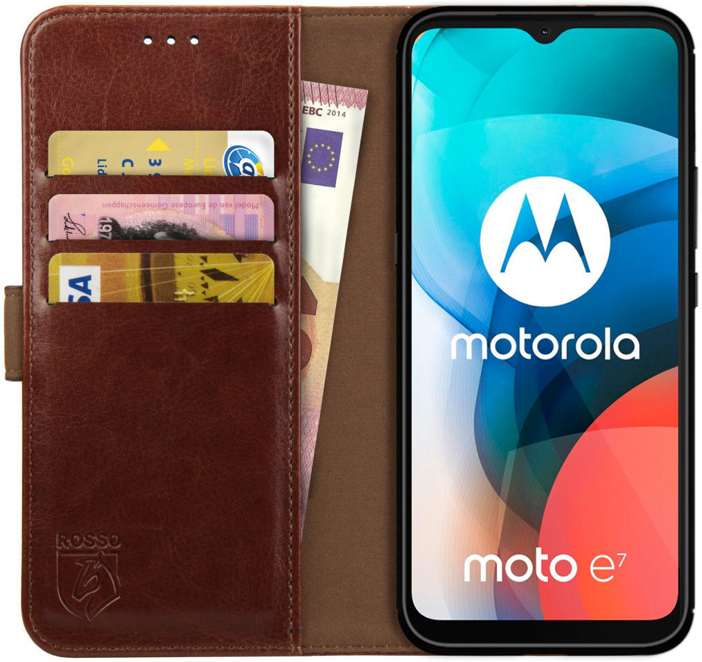 Rosso Element Motorola Moto E7 Hoesje Book Cover Bruin afbeelding 1