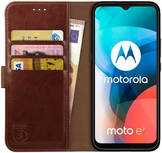Rosso Element Motorola Moto E7 Hoesje Book Cover Bruin afbeelding 1