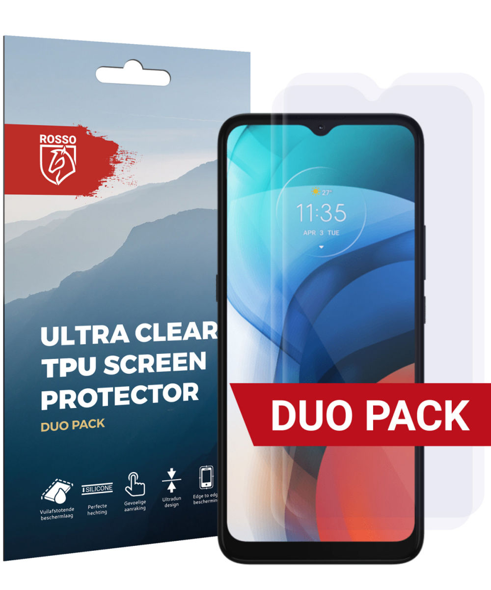 Rosso Motorola Moto E7 Screen Protector Ultra Clear Duo Pack afbeelding 1