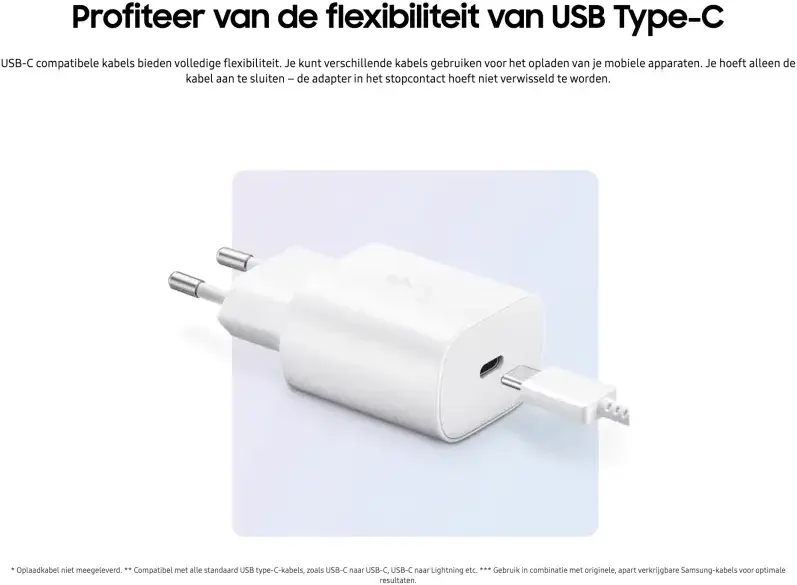 Originele Samsung 25W Power Adapter Fast Charge USB-C Adapter Zwart afbeelding 5