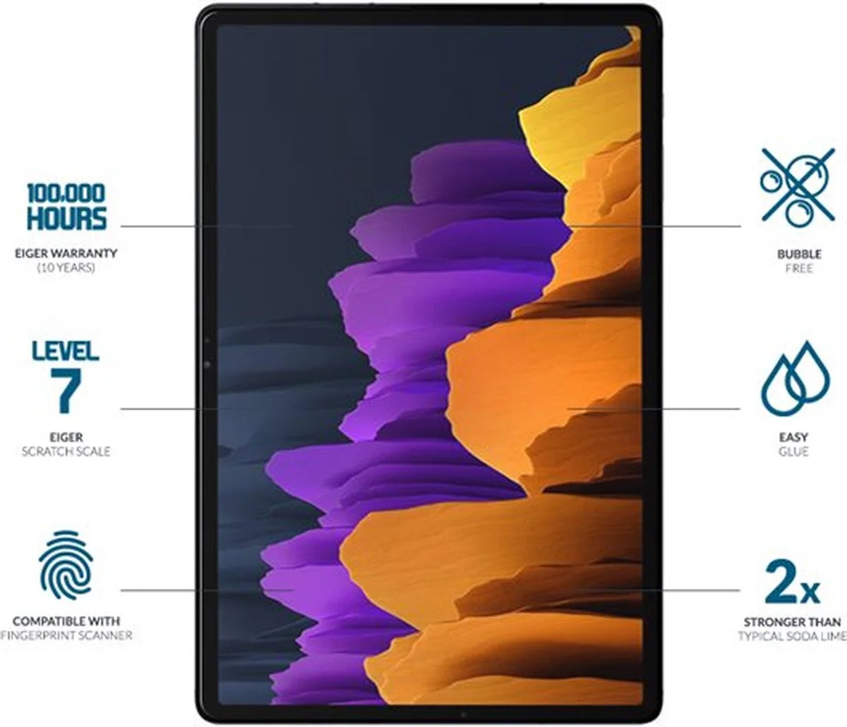 Eiger Mountain Samsung Galaxy Tab S10+/ S9+/ S9 FE+/ S8+ Screenprotector Glass afbeelding 3