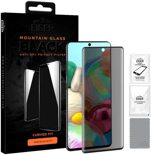 Eiger Samsung Galaxy A71 Privacy Glass Case Friendly Protector Gebogen afbeelding 4