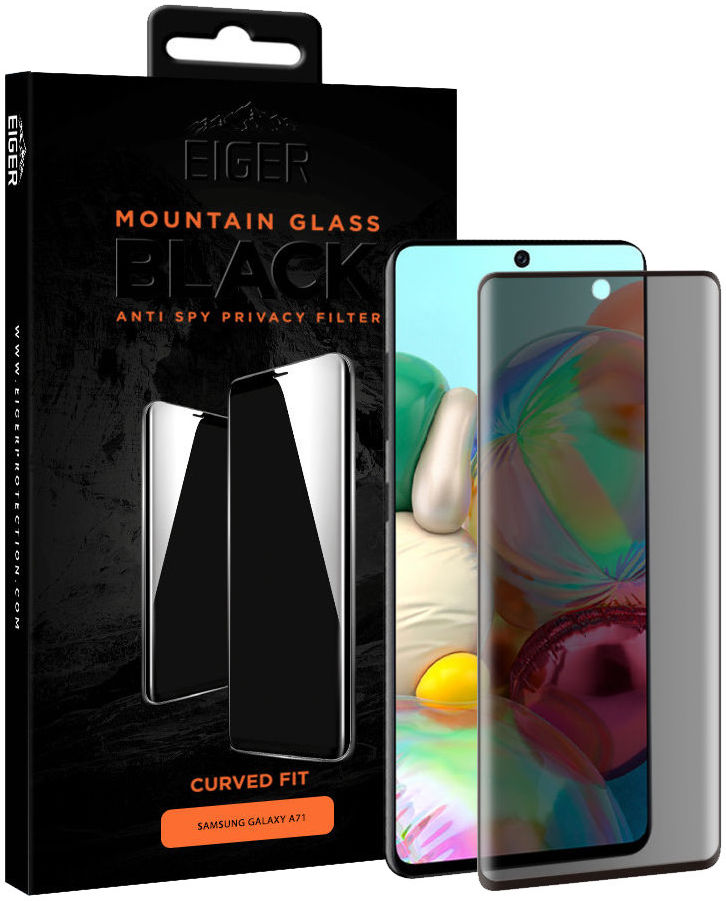 Eiger Samsung Galaxy A71 Privacy Glass Case Friendly Protector Gebogen afbeelding 1