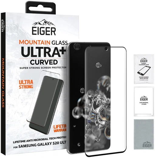 Eiger ULTRA+ Samsung S20 Ultra Tempered Glass Antibacterieel Gebogen afbeelding 1