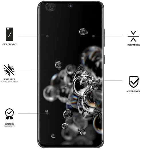 Eiger ULTRA+ Samsung S20 Ultra Tempered Glass Antibacterieel Gebogen afbeelding 3