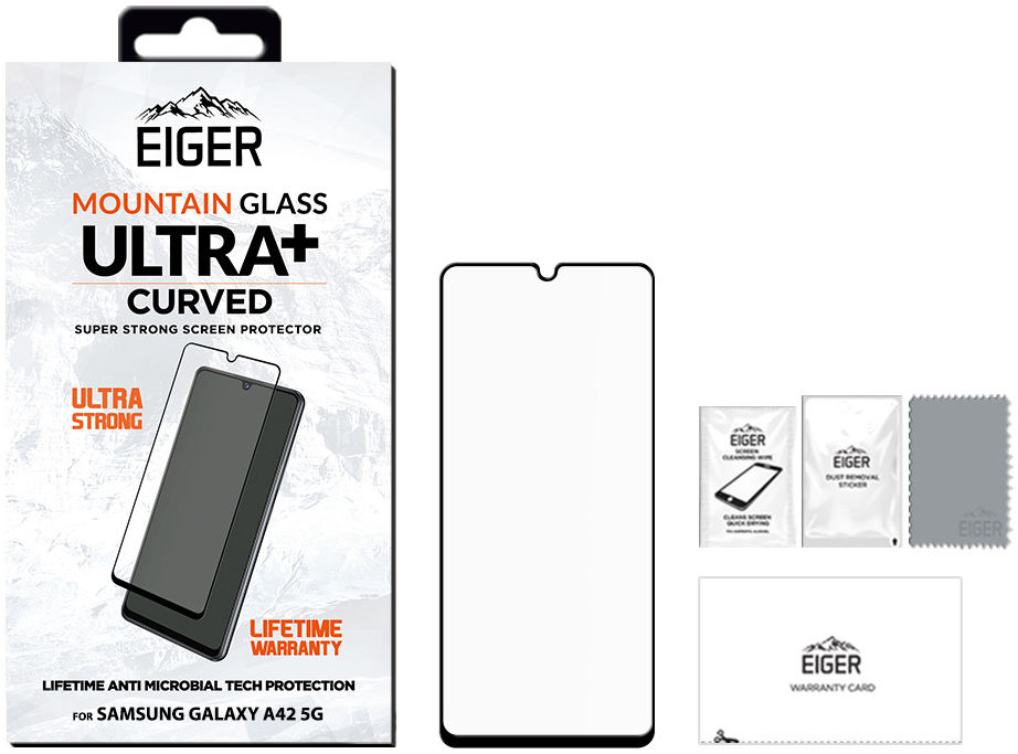 Eiger Ultra+ Samsung Galaxy A42 Tempered Glass Antibacterieel Gebogen afbeelding 4