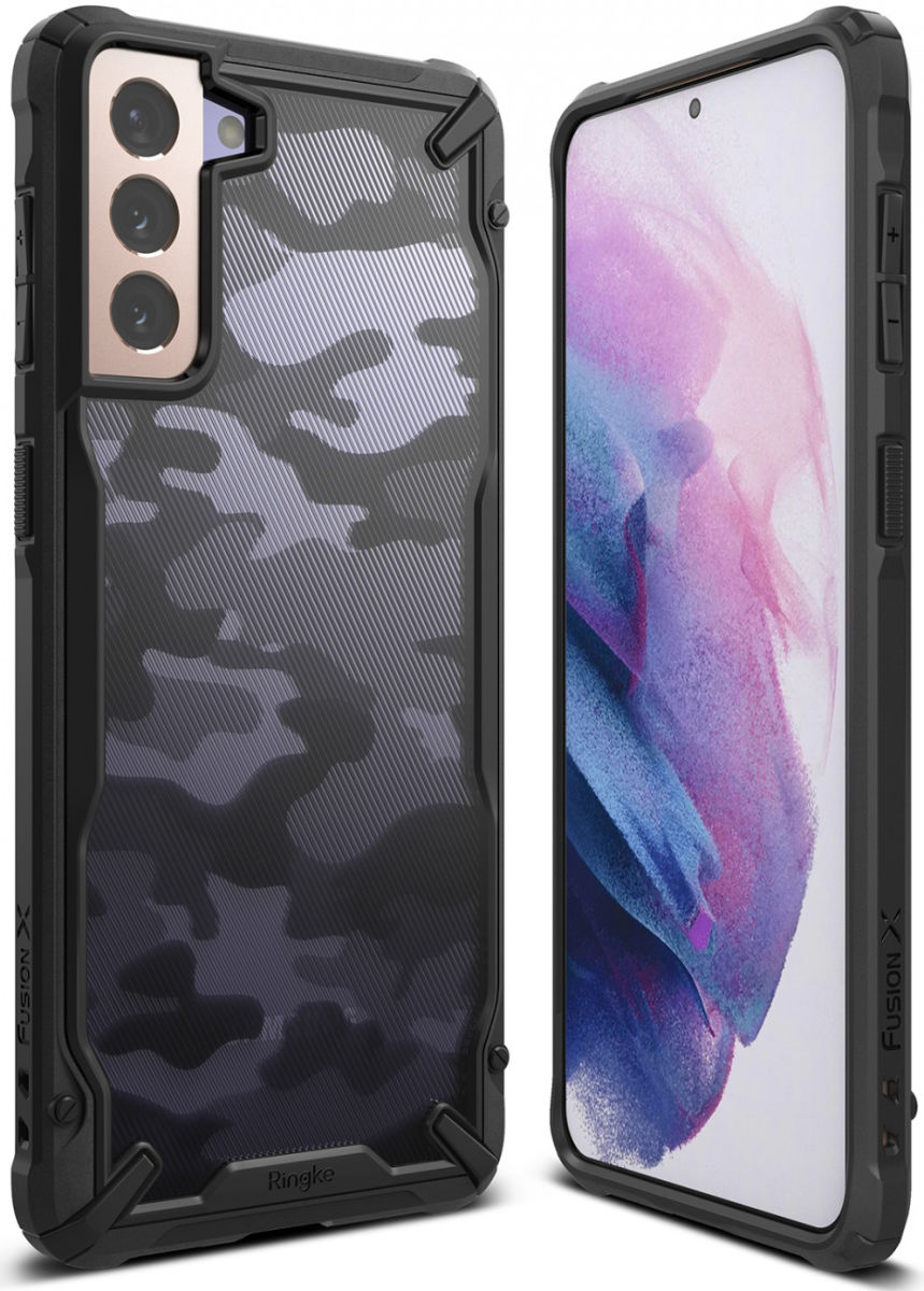 Ringke Fusion X Samsung Galaxy S21 Hoesje Camo Zwart afbeelding 1