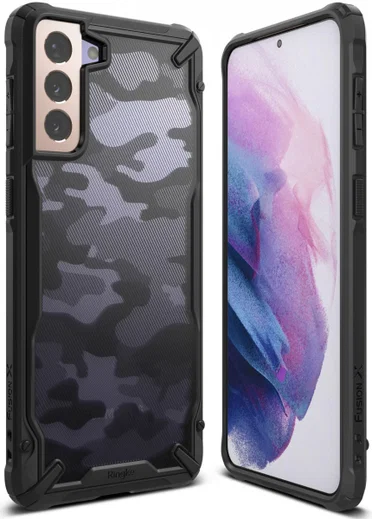 Ringke Fusion X Samsung Galaxy S21 Hoesje Camo Zwart afbeelding 1
