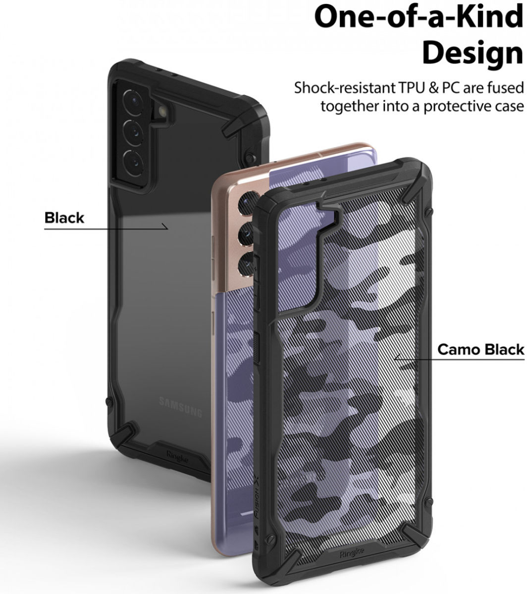 Ringke Fusion X Samsung Galaxy S21 Hoesje Camo Zwart afbeelding 4