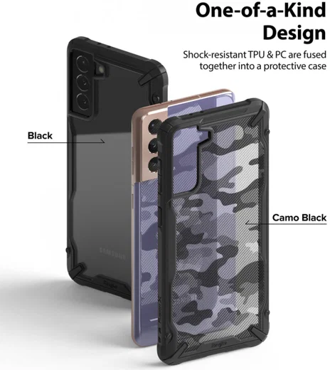 Ringke Fusion X Samsung Galaxy S21 Hoesje Camo Zwart afbeelding 4