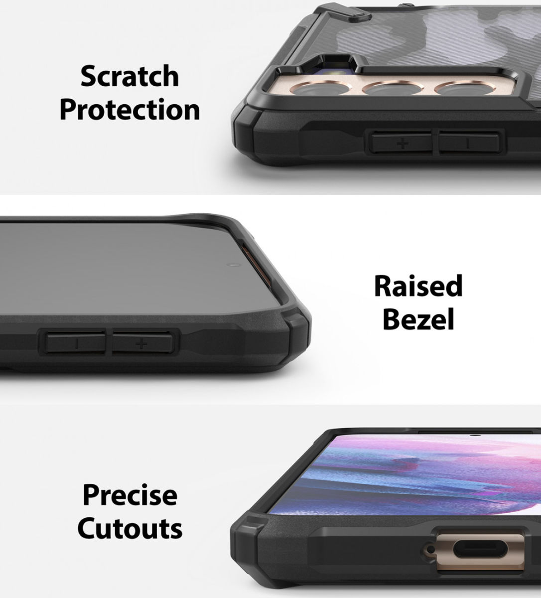 Ringke Fusion X Samsung Galaxy S21 Hoesje Camo Zwart afbeelding 6