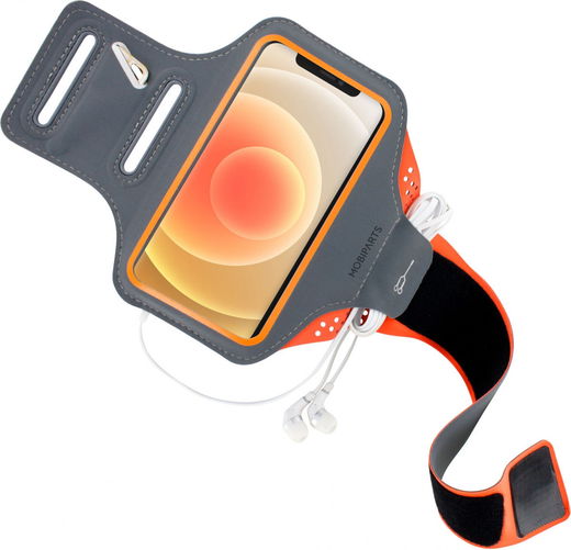 Mobiparts Comfort Fit Armband iPhone 12 / 12 Pro Sporthoesje Oranje afbeelding 2
