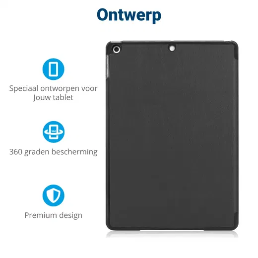 Apple iPad 10.2 (2021/2020/2019) Hoes Tri-Fold Book Case Zwart afbeelding 3