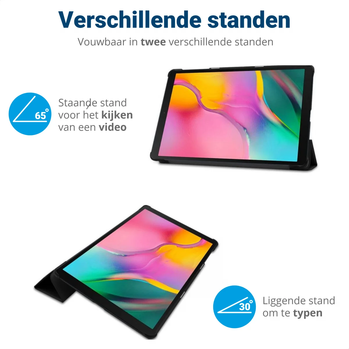 Apple iPad 10.2 (2021/2020/2019) Hoes Tri-Fold Book Case Zwart afbeelding 5