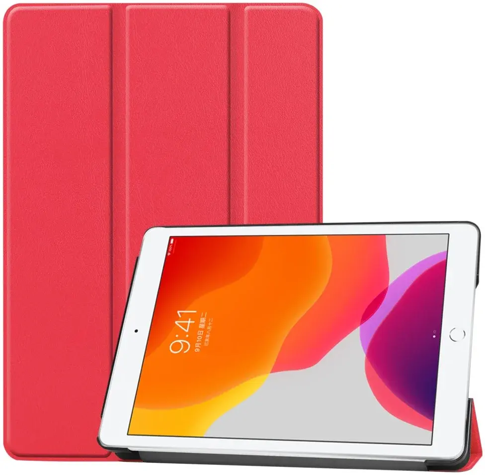 Apple iPad 10.2 (2021/2020/2019) Hoes Tri-Fold Book Case Rood afbeelding 1