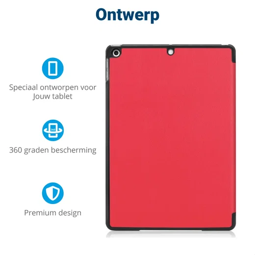 Apple iPad 10.2 (2021/2020/2019) Hoes Tri-Fold Book Case Rood afbeelding 3
