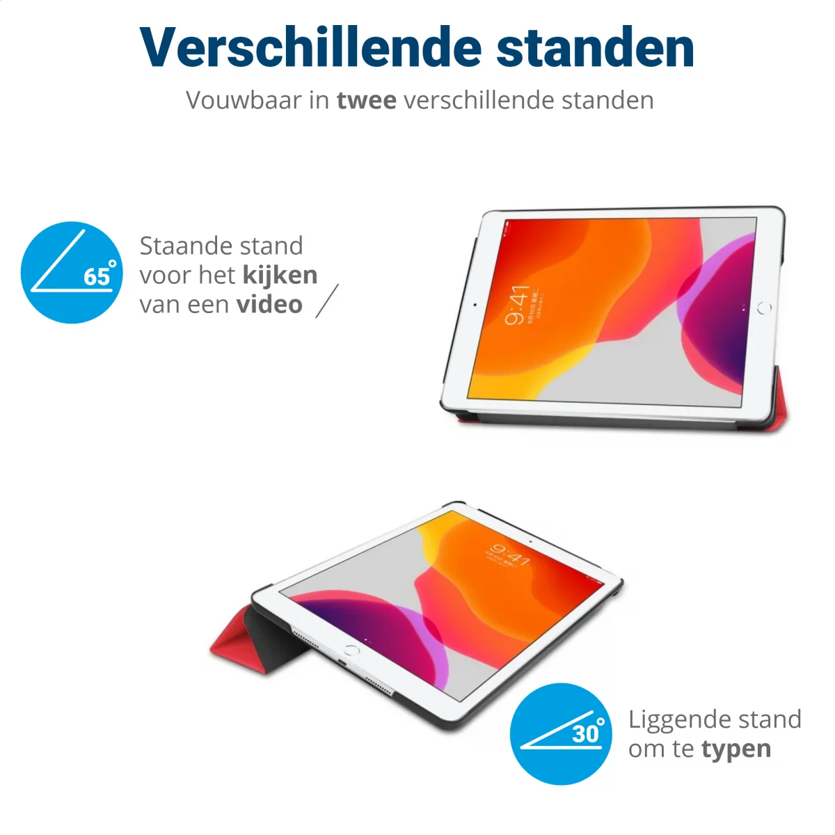 Apple iPad 10.2 (2021/2020/2019) Hoes Tri-Fold Book Case Rood afbeelding 6