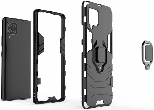 Samsung Galaxy A42 Hoesje met Kickstand Ring Zwart afbeelding 4