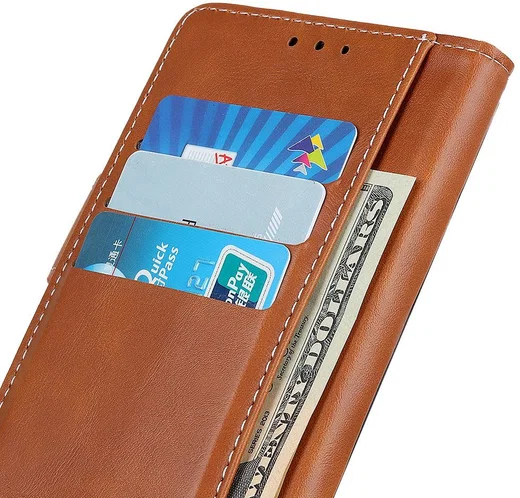 Samsung Galaxy S21 Hoesje Portemonnee met Drukknoop Sluiting Bruin afbeelding 4