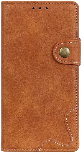 Samsung Galaxy S21 Hoesje Portemonnee met Drukknoop Sluiting Bruin afbeelding 2