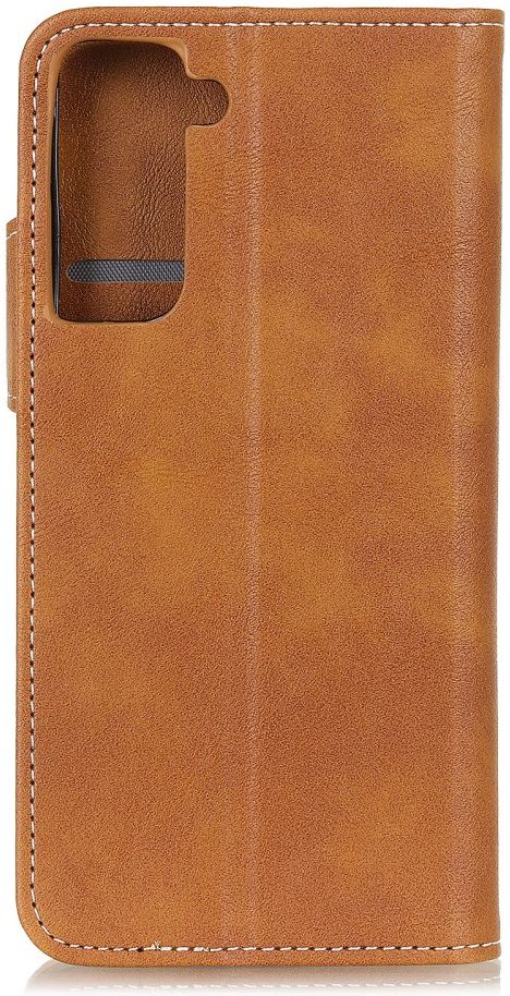 Samsung Galaxy S21 Hoesje Portemonnee met Drukknoop Sluiting Bruin afbeelding 6