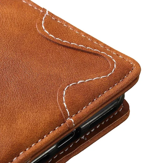 Samsung Galaxy S21 Hoesje Portemonnee met Drukknoop Sluiting Bruin afbeelding 9